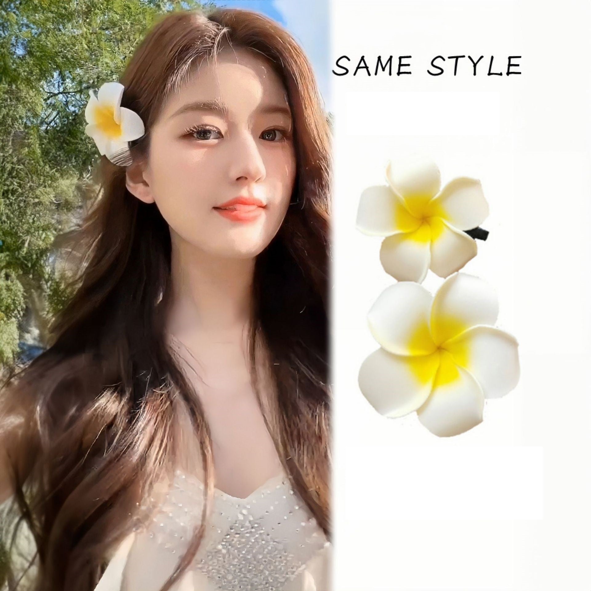 Plumeria flower hairpin Bangladesh seaside vacation floral side clip hair accessory for girls women