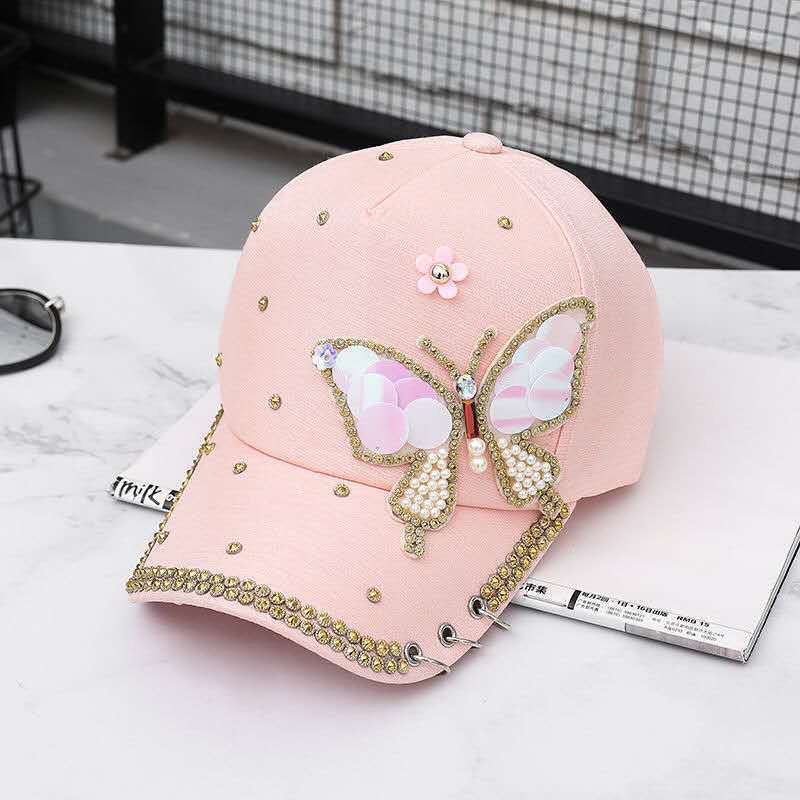 Hat women's fashion diamond bow cap (Available)