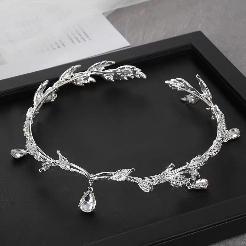 Rhinestone tassel bridal headband Bangladesh luxury wedding crown hair accessory for women party wear