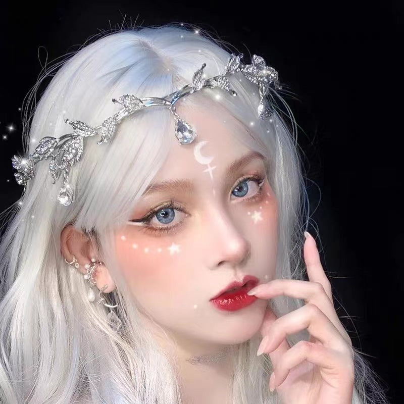 Rhinestone tassel bridal headband Bangladesh luxury wedding crown hair accessory for women party wear