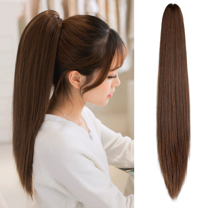 Clip on ponytail wig Bangladesh long straight synthetic hair extension claw clip women hairstyle
