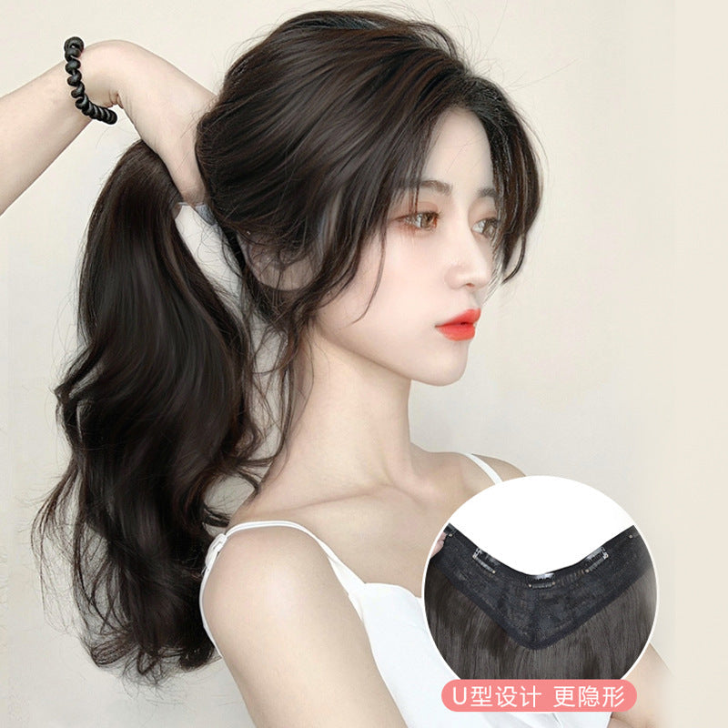 U shape curly hair volume wig Bangladesh big wave seamless hair extension natural fluffy hairstyle
