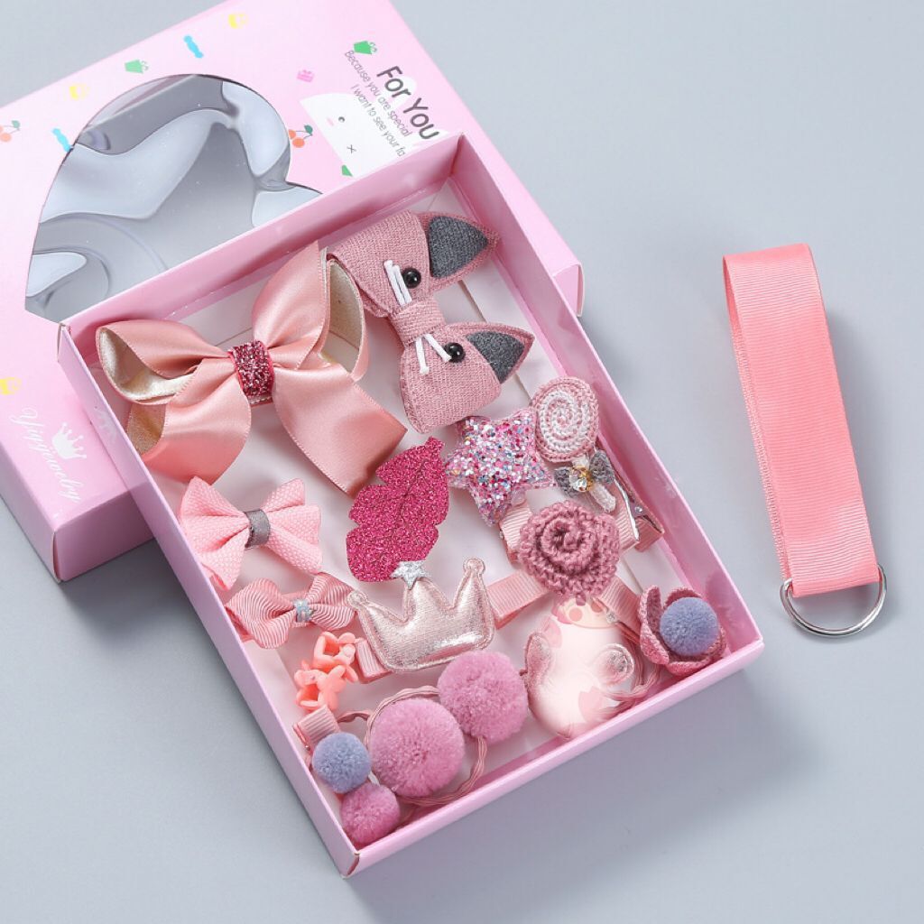 lovely Princess Kids Hair Clips 18pcs/set with gift box packaging (Available)