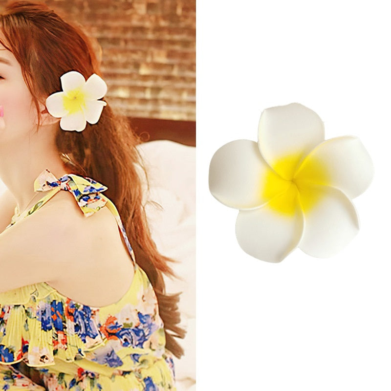 Plumeria flower hairpin Bangladesh seaside vacation floral side clip hair accessory for girls women