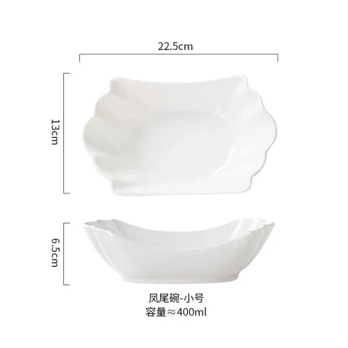 European tracing gold Ceramic Household Soup Bowl shaped Pasta Bowls Fruit Salad Bowl Cold Dish Bowls Hotel restaurant cutlery
