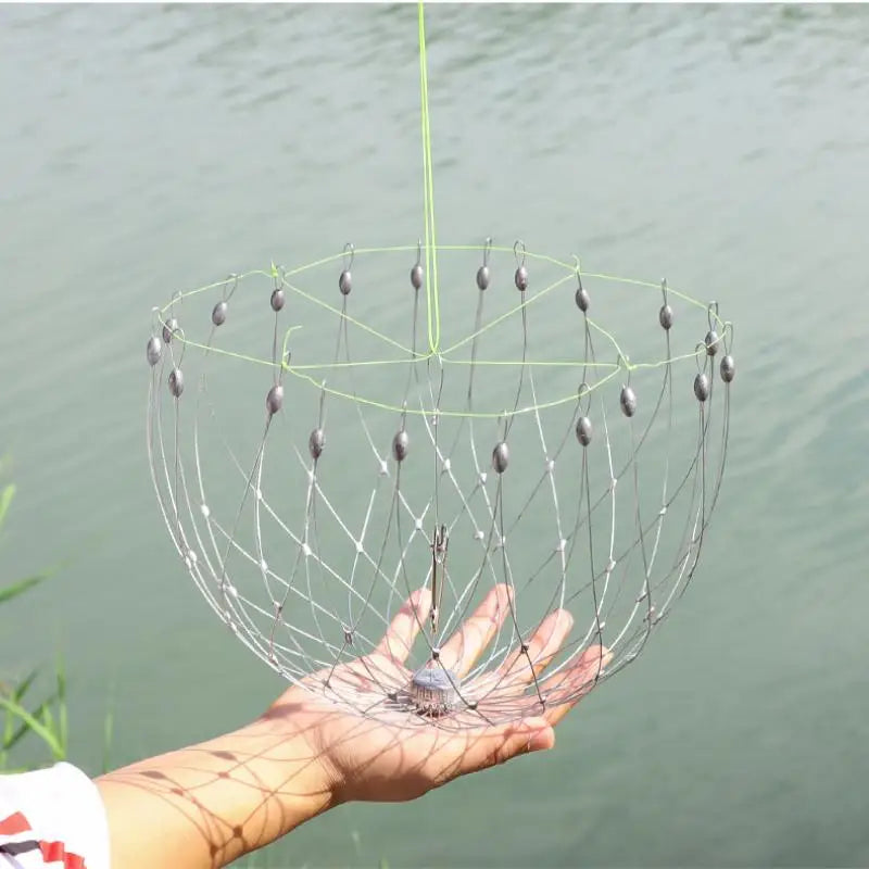Fishing Net Cage Automatic Open Closing Wire Fish Crab Trap Net Steel Wire For Saltwater Seawater Outdoor Fishing Accessories