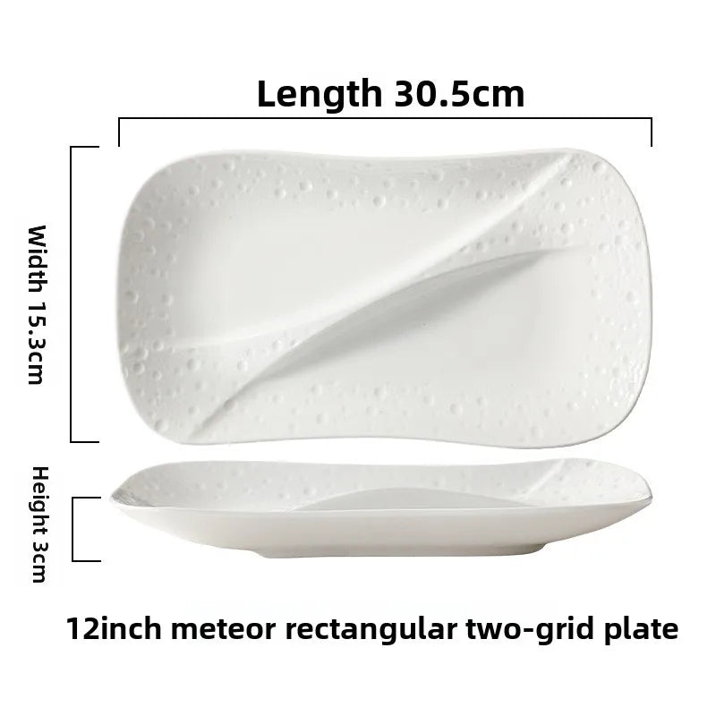 Creative Ceramic Divided Plate Dessert Serving Tray Commercial Hotel Home Sushi Fruit Snack Dish
