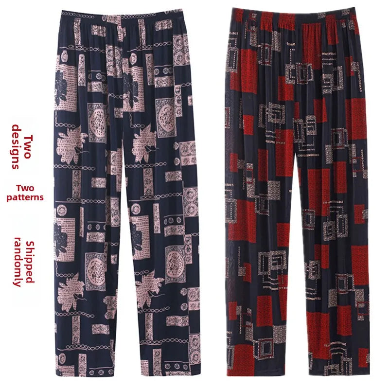 High Waist Floral Pants Straight Leg Home Leisure Women's plus Size High Elasticity Air Conditioning Pants Casual Trousers