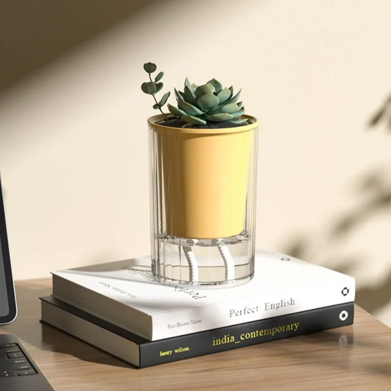 Self Watering Flower Pot Clear Succulents Vases Indoor Hydroponic Flowerpot Plastic Bonsai Planters Desk Ornaments Home Decor