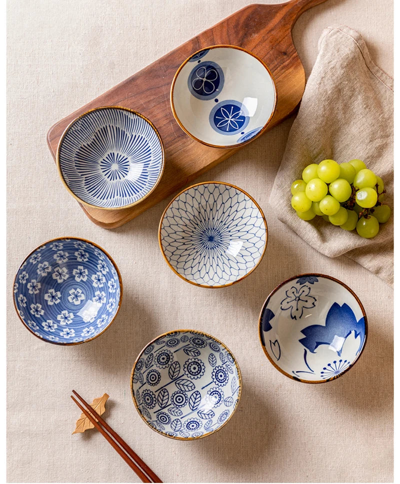 Ceramic Bowl Japanese Style Set Kitchen Noodle Bowl Hand-painted Tableware Set Microwave Safe Gift Box Dishes