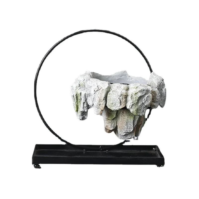 Creative Bamboo Succulent Pot Rich Tree Bonsai Iron Tree Rice Bamboo Indoor Floating Island Suspended Iron Micro Landscape Pot