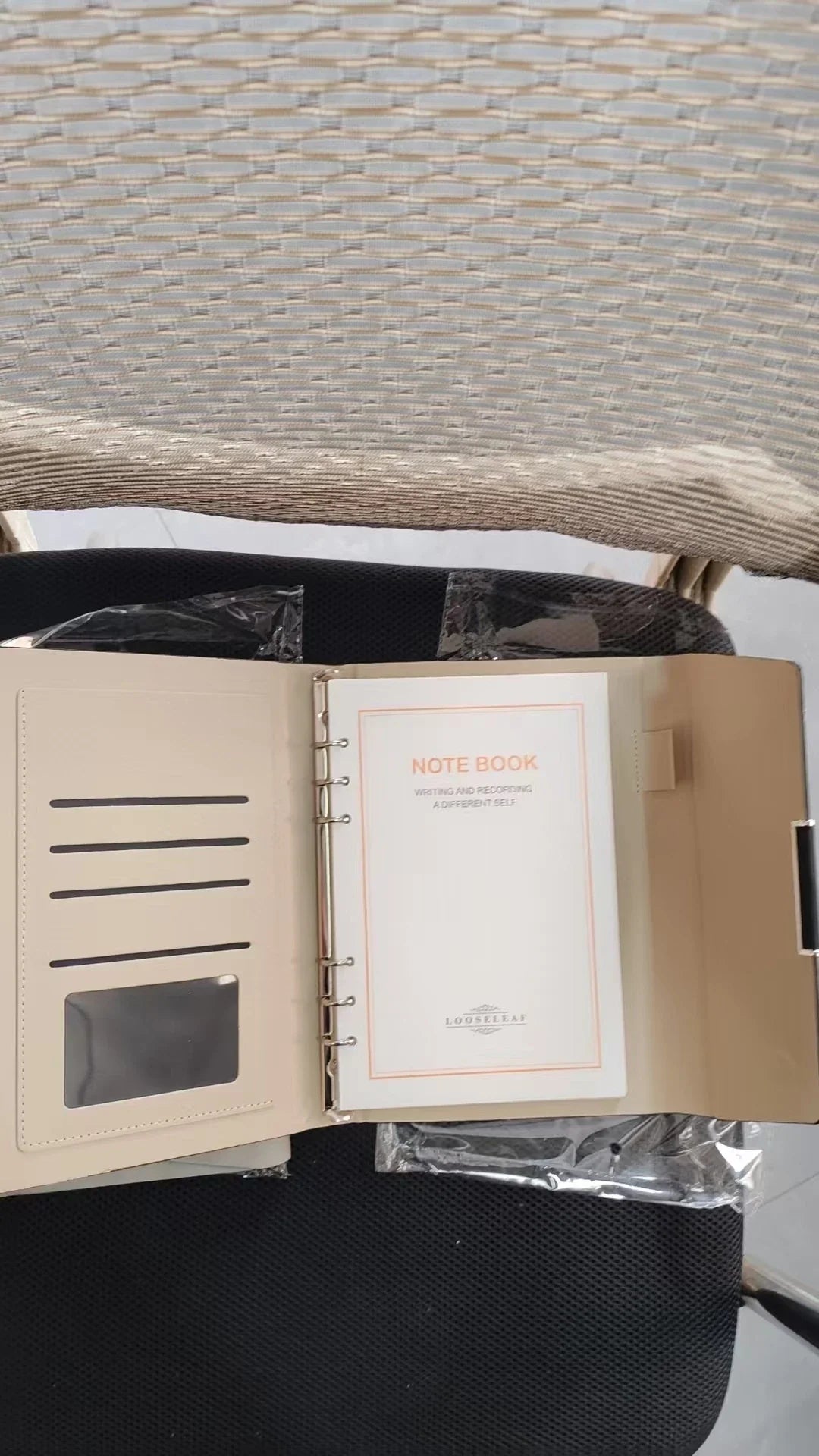 Tri-fold A5 Loose-leaf Notebook Business Meeting Office Record Book Cover Notebook