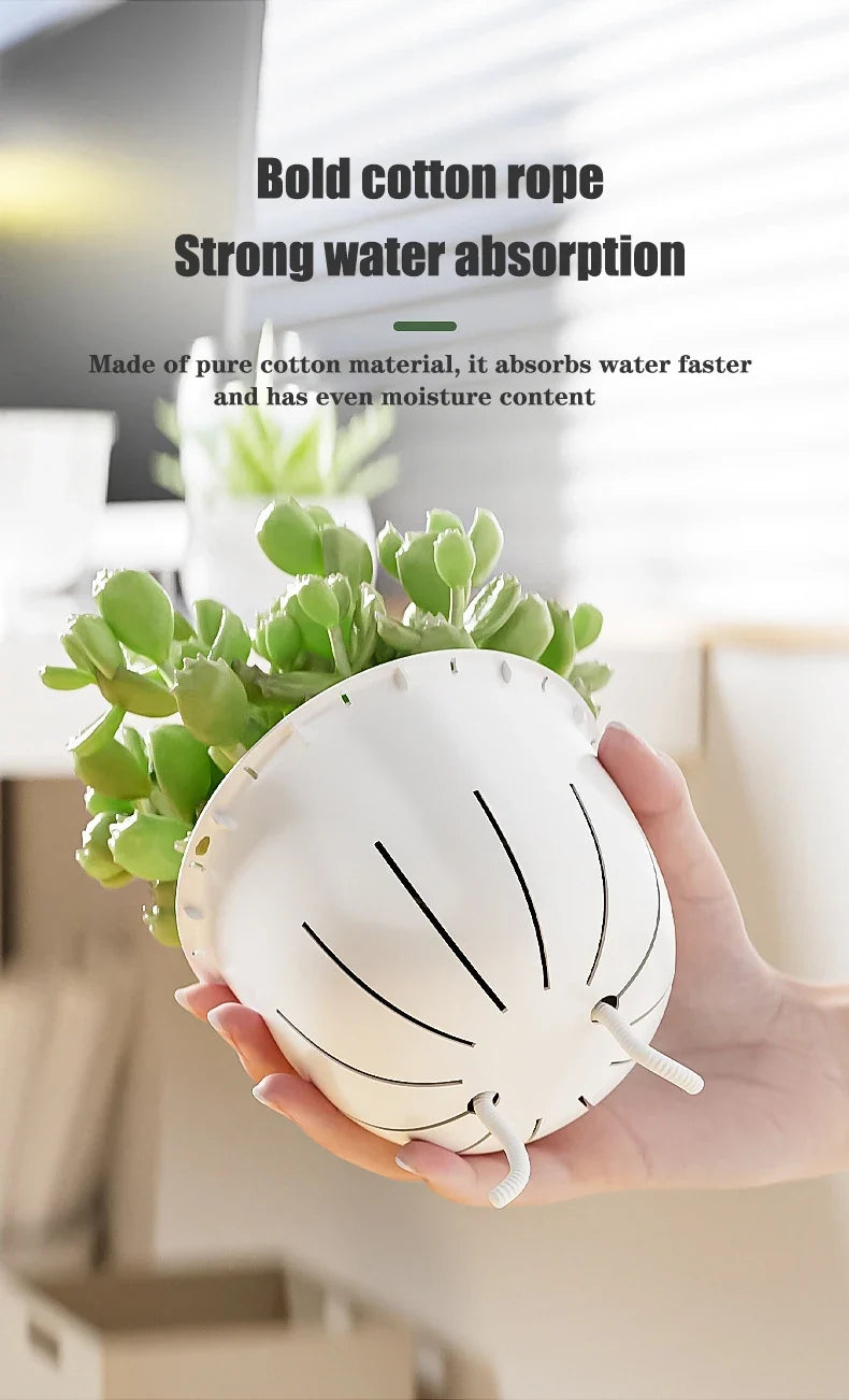 Self Watering Flowerpot Automatic Water Absorbing Flowerpot Transparent Double Layer Plastic Succulent Plant Pot Decorative Pot
