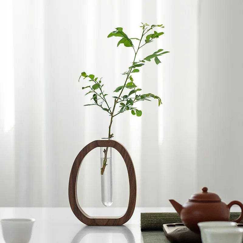 Solid Wood Flower Utensil Creative Flower Arrangement Simple Glass Plant Flower Insert Mini Water-grown Vase