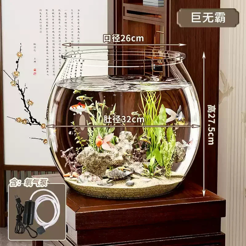 PET Transparent Fish Tank  Durable Desktop Goldfish Turtle Tank Drop-Resistant Hydroponic Plant Holder  Round Water Basin