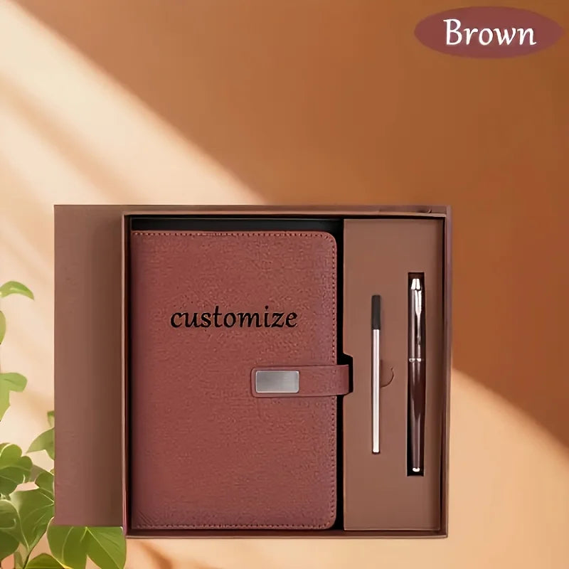 Engraved Name A5 Notebook Set, Magnetic Closure, 200 Pages, Pen & Pencil - Ideal for Business Graduation Teacher Office Gifts
