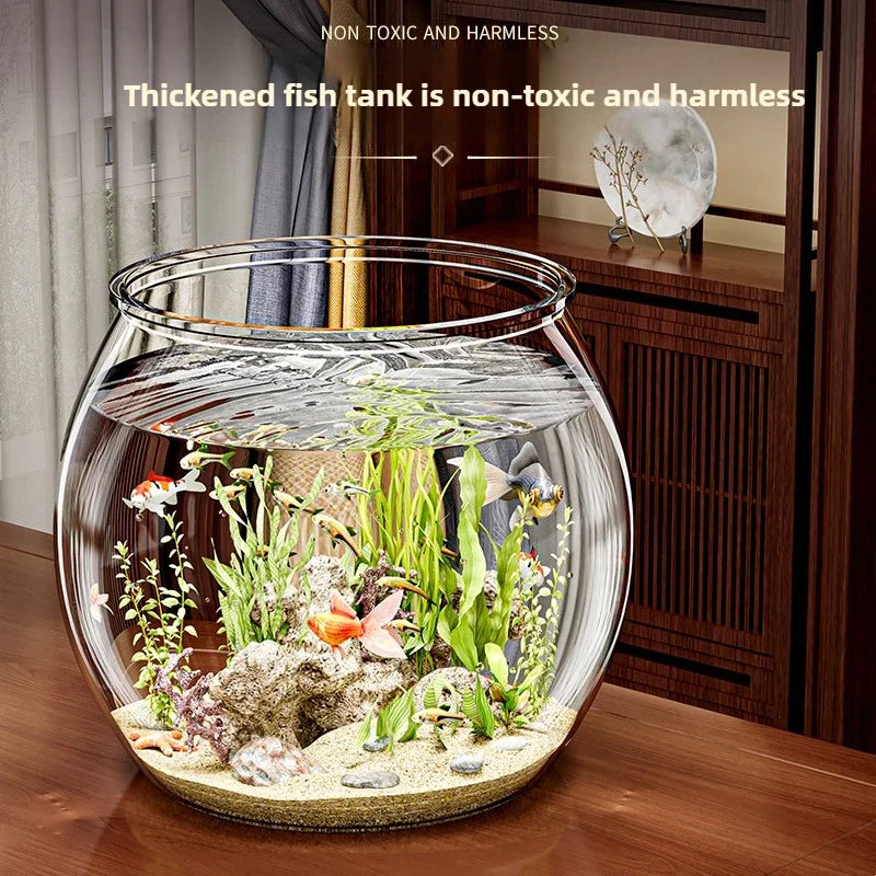 PET Transparent Fish Tank  Durable Desktop Goldfish Turtle Tank Drop-Resistant Hydroponic Plant Holder  Round Water Basin