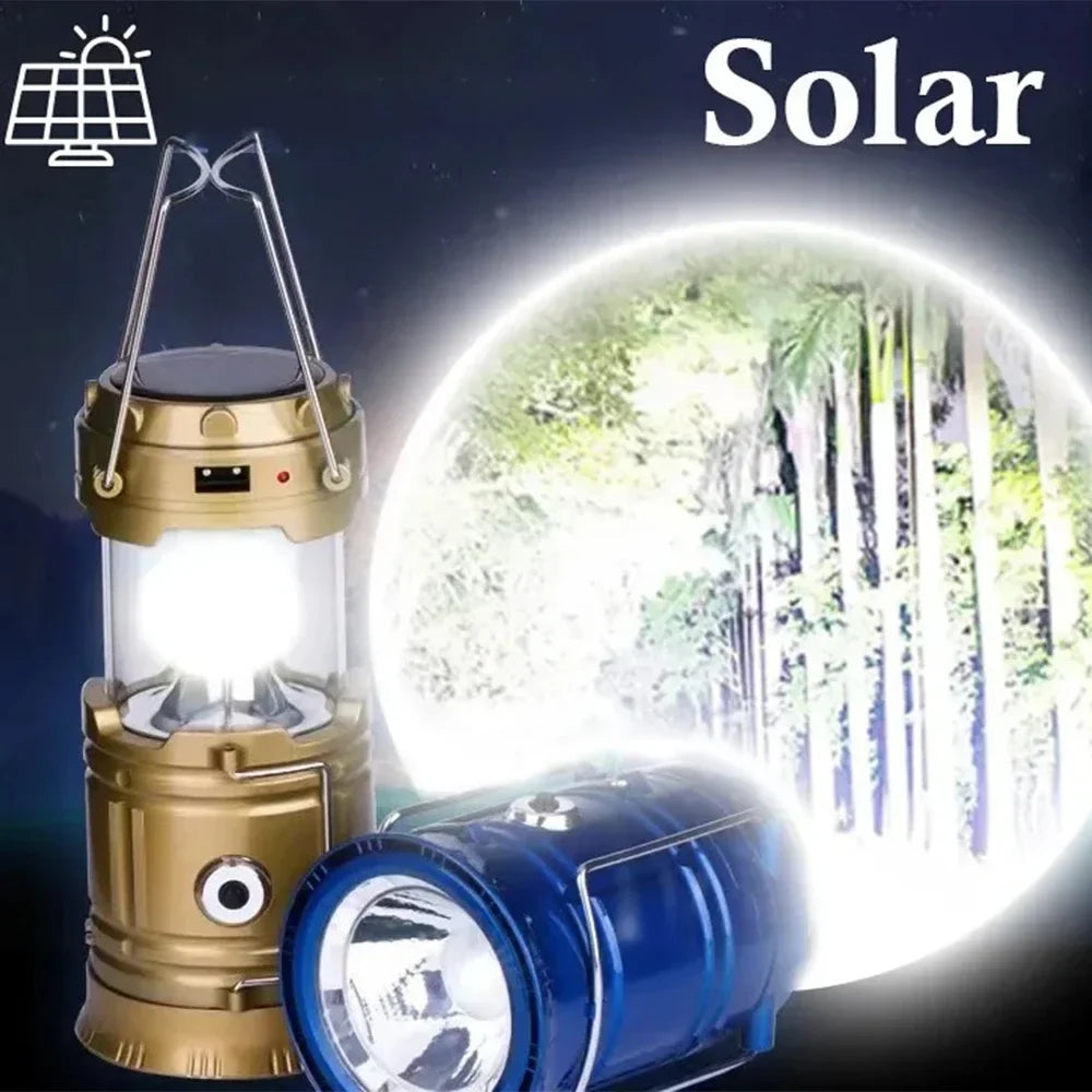 Solar Multifunctional Handheld Camping Lamp Tent Lamp LED Portable Flashlight Portable Waterproof Emergency Powered Work Light