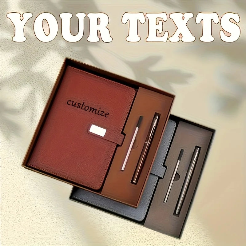 Engraved Name A5 Notebook Set, Magnetic Closure, 200 Pages, Pen & Pencil - Ideal for Business Graduation Teacher Office Gifts