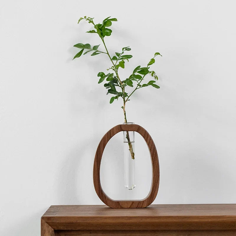 Solid Wood Flower Utensil Creative Flower Arrangement Simple Glass Plant Flower Insert Mini Water-grown Vase