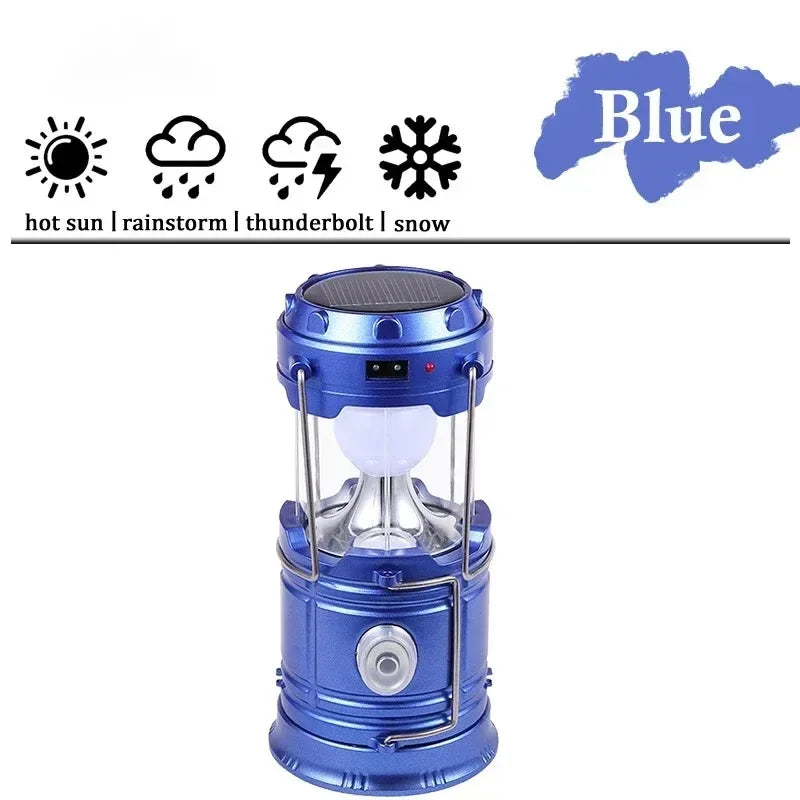 Solar Multifunctional Handheld Camping Lamp Tent Lamp LED Portable Flashlight Portable Waterproof Emergency Powered Work Light