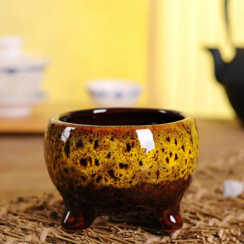 Ceramic Kiln Transmutation Plant Pot Flowerpot Bonsai Vase Planter Handmade Crafts Home Garden Decor