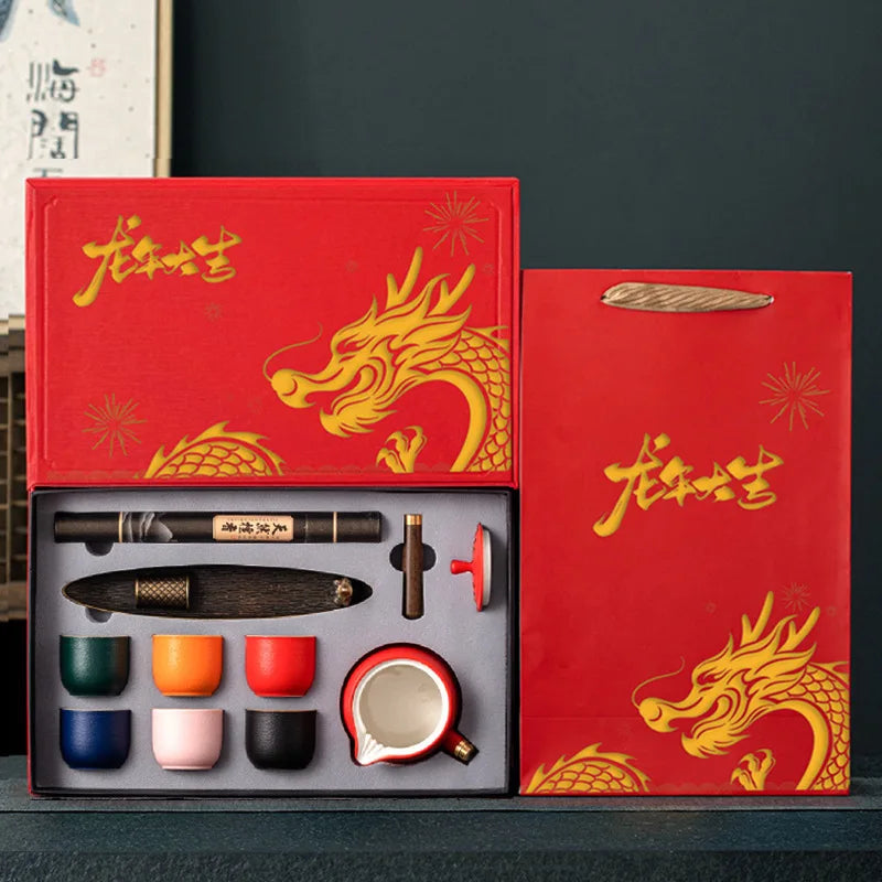 Dragon Year Spring Festival Gift Box National Trend Retro Style Complete Set Cultural and Creative Company Event Business Tea Se