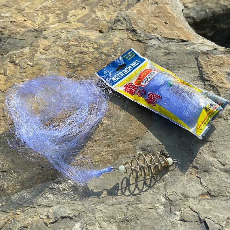 Bully Bundle Hookless Fishing Set Simple Small Fish Net Explosive Hook Spring Bait Cage Fishing Net Sticky