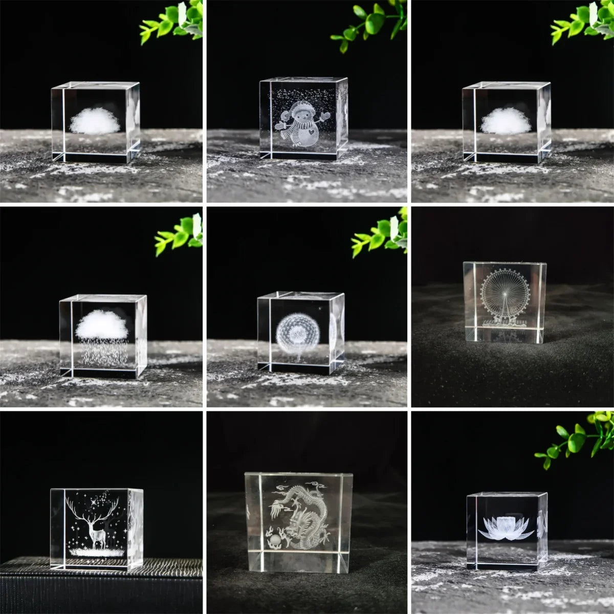 Rain Clouds Raindrop Cloud Square Crystal Ornaments Heart Shape Home Office Decor Birthday Valentine's Day Gifts