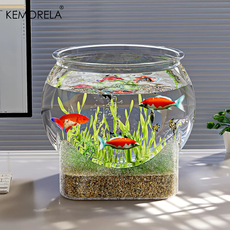 High-Transparency Goldfish Tank Shatterproof Scratch-Resistant Small Desktop Hydroponic Fish Bowl for Office And Home