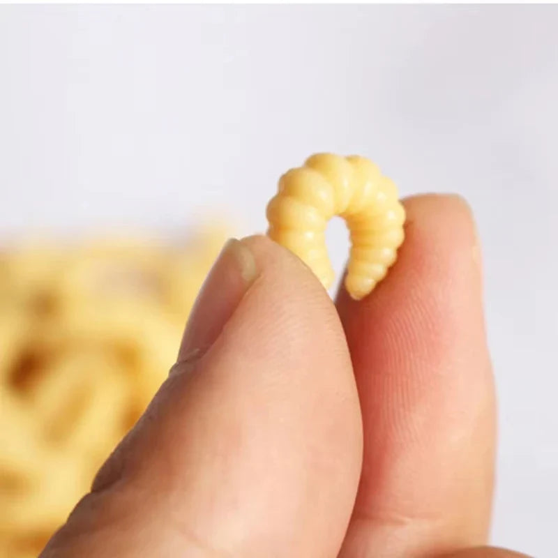 Portable Soft Silicone Bait Maggot Grub Soft Fishing Lure 2CM 50pcs/50x5pcs For Outdoor Fishing Accessories