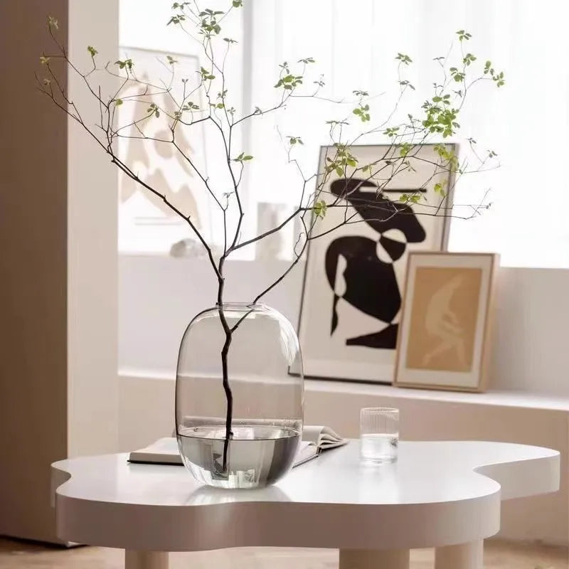 Transparent Glass Vase, Office Decor, Large Capacity Hydroponic Flower Pot, Vase, Bedroom Aesthetic Decor, Home Decor