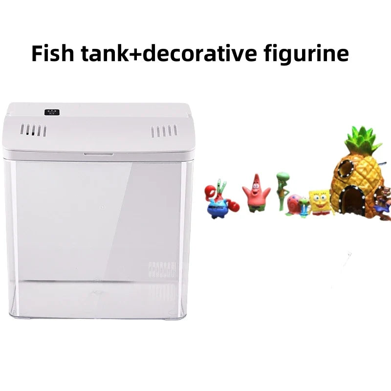 Home mini fish tank, living room fish tank, office desktop water free ecological, self circulating filter， Acrylic aquarium