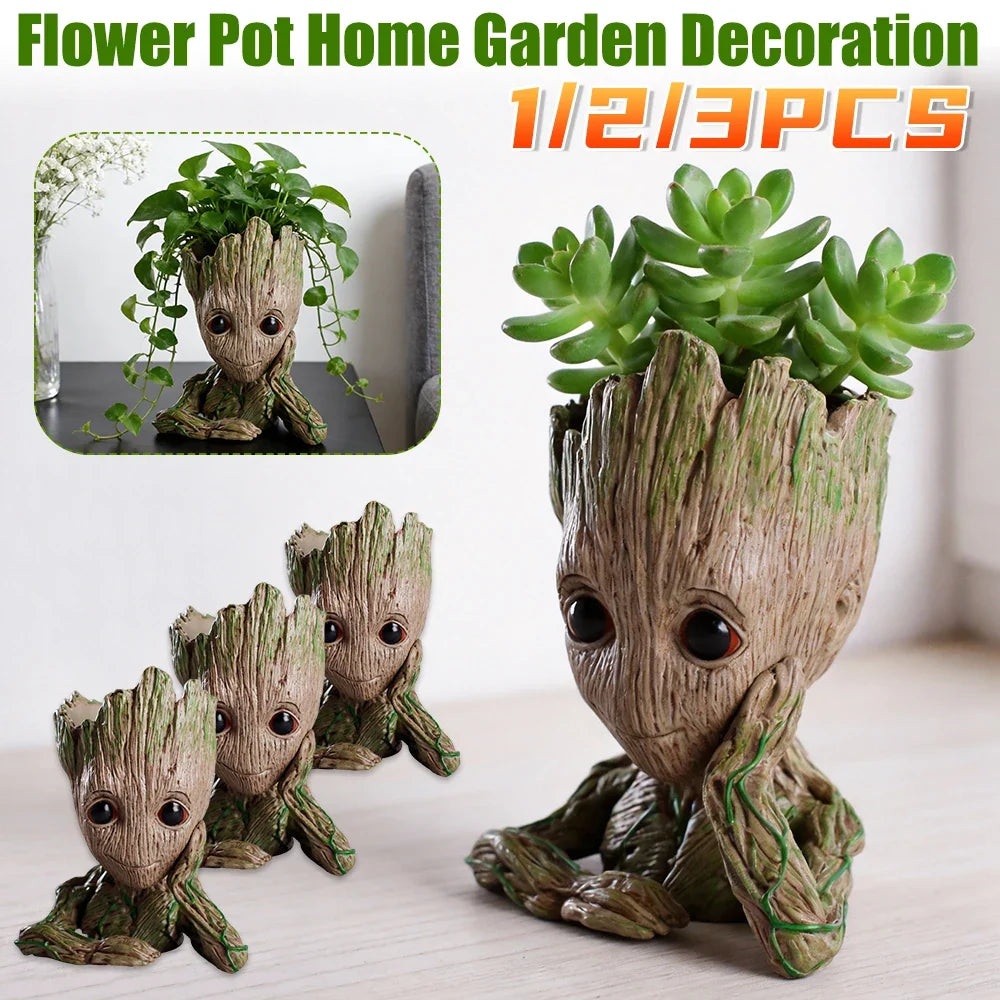 Home Decoration Crafts Flower Pot Miniature Model Office Desktop Display Cartoon Figurines Handicrafts Decor Tree Man Ornament
