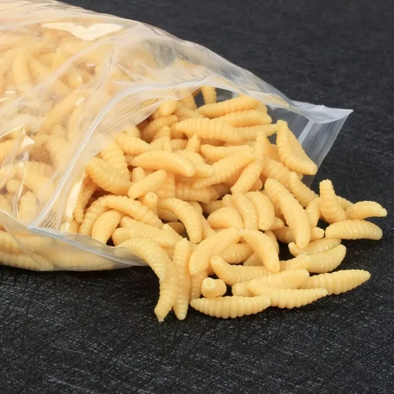 Portable Soft Silicone Bait Maggot Grub Soft Fishing Lure 2CM 50pcs/50x5pcs For Outdoor Fishing Accessories