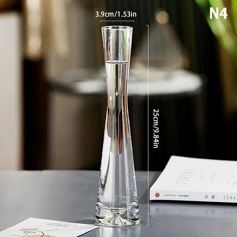 Transparent Glass Flower Vase Small Vase Hydroponics Plant Flower Terrarium Luxury Room Table Home Decor Wedding Decoration
