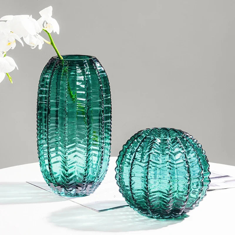 Creative Cactus Glass Vase Desktop Creative Flower Utensils Hydroponic Vase Dried Flower Vase Living Room Aesthetic Decoration