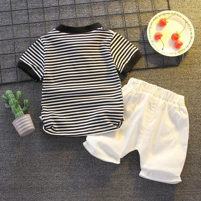Fashion Boys Clothes Sets Toddler Kids Polo T-shirt + Shorts Children's Clothes