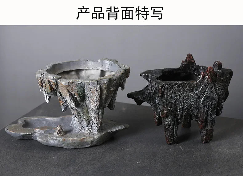 Chinese-style personalized retro creative asparagus resin flowerpot indoor fleshy June snow potted flower decoration ornaments