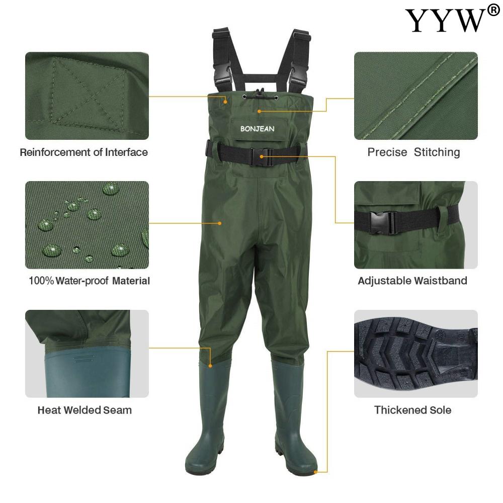 Fishing Wader Pants Overalls With Boots Set Adult Men Women Chest-Lenght Hunting Rice Transplanting Waterproof Trousers Suit