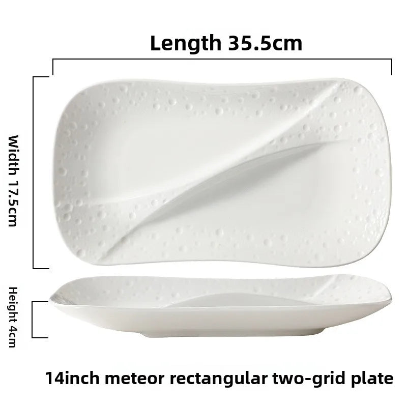 Creative Ceramic Divided Plate Dessert Serving Tray Commercial Hotel Home Sushi Fruit Snack Dish