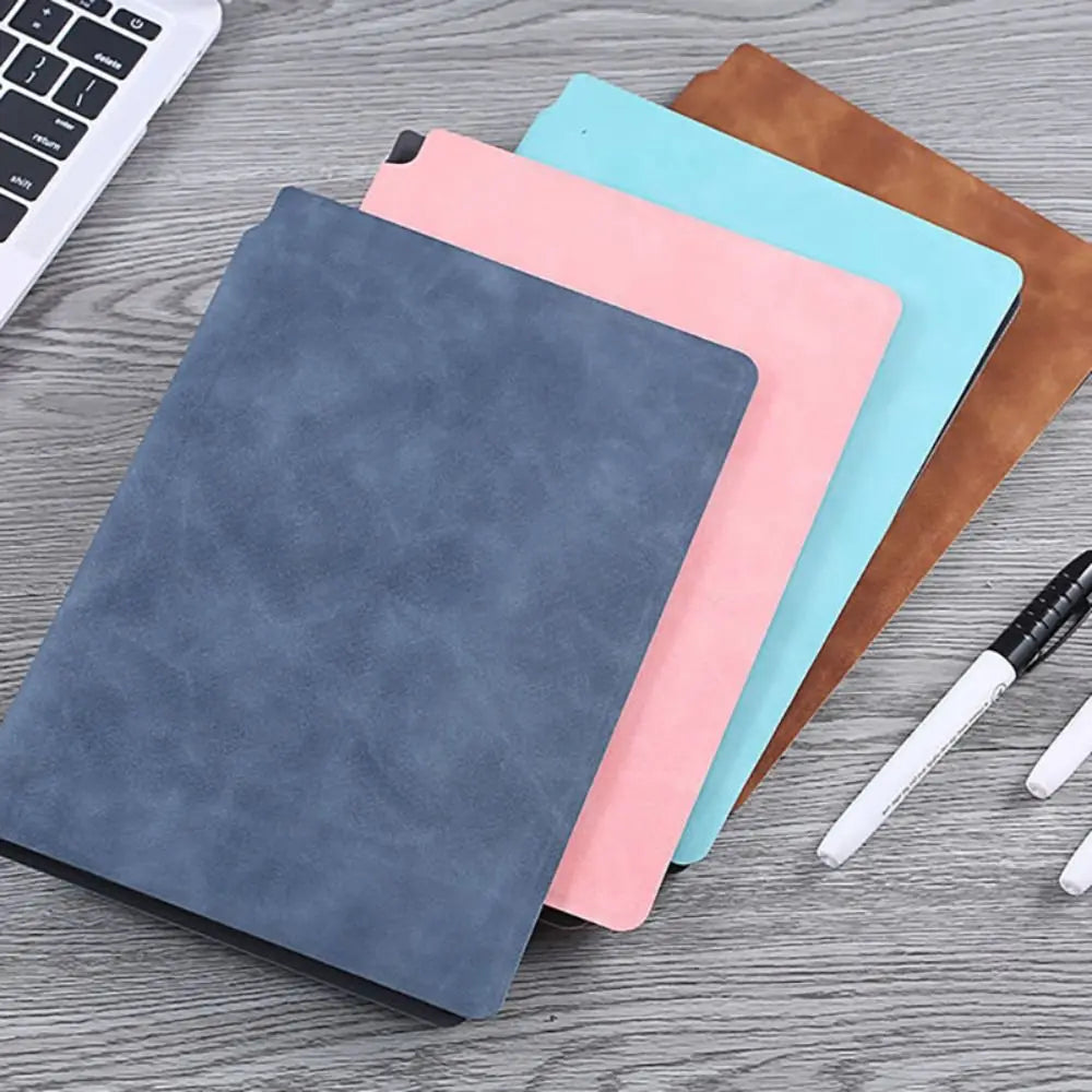 Reusable A4 Whiteboard Notebook With Whiteboard Pen Leather Erasable Whiteboard Draft Stationery With Erasing Cloth Memo Pad