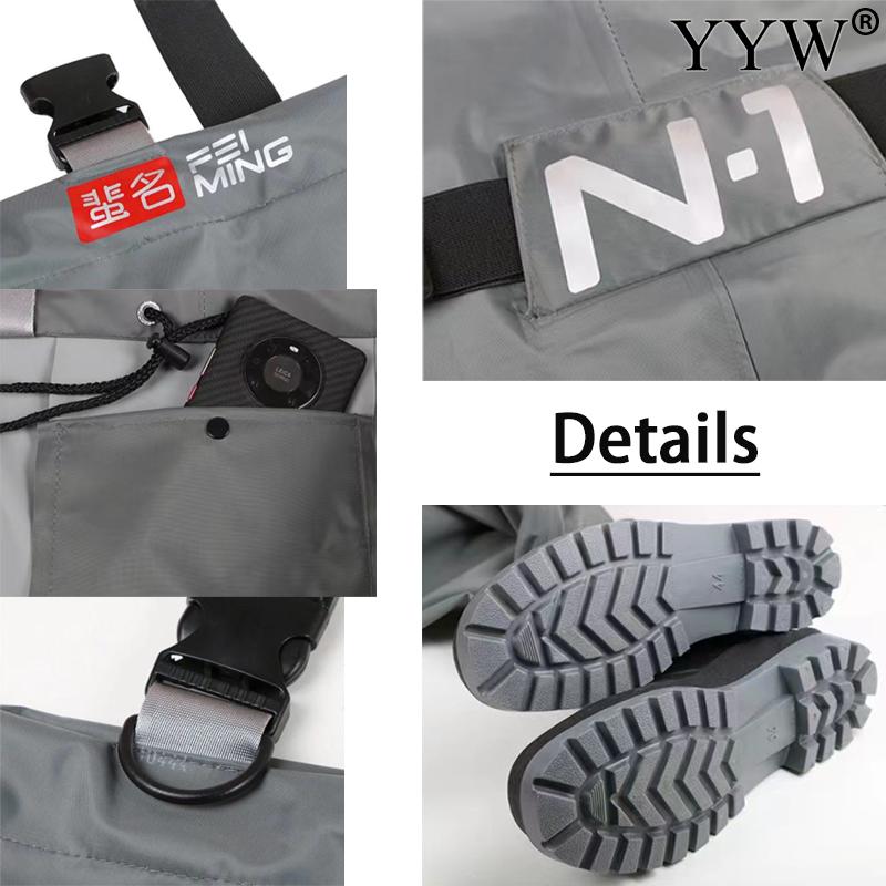 Fishing Wader Pants Overalls With Boots Set Adult Men Women Chest-Lenght Hunting Rice Transplanting Waterproof Trousers Suit