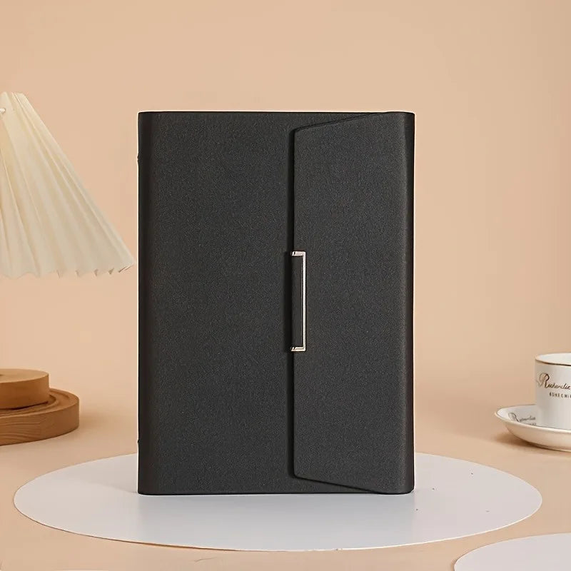 1 high-quality PU cover three fold binder, containing 100 sheets of A5 size paper and high-quality six hole metal rings