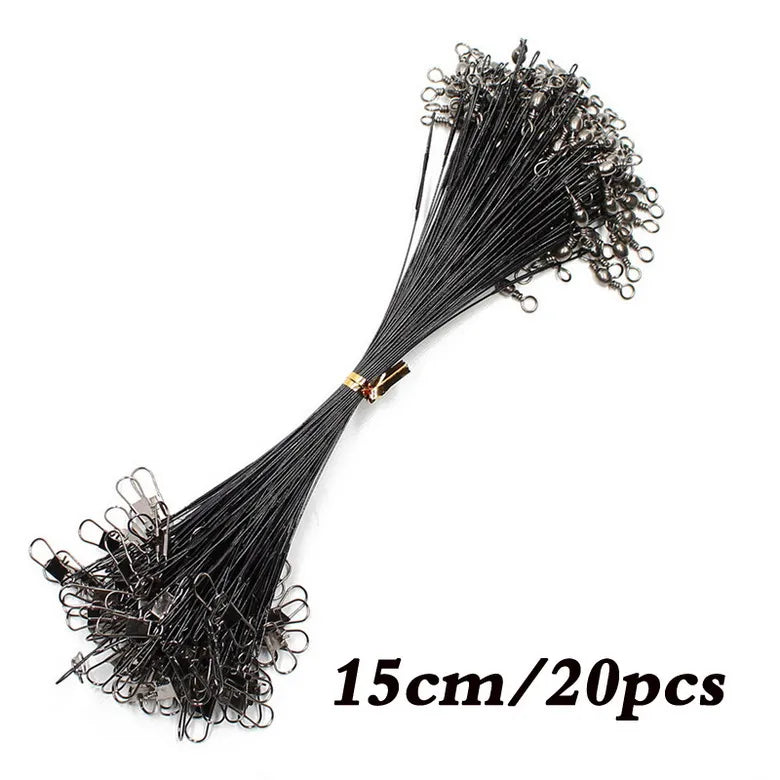 Fishing Line Steel Wire Leader With Swivel Fishing Accessory Lead Core Leash Fishing Wire 15cm 20cm  30cm