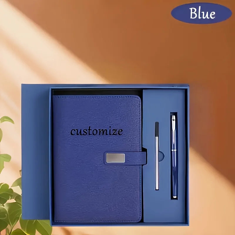 Engraved Name A5 Notebook Set, Magnetic Closure, 200 Pages, Pen & Pencil - Ideal for Business Graduation Teacher Office Gifts