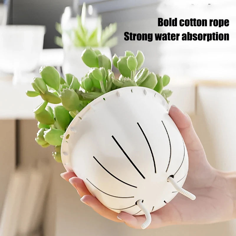 Self Watering Flowerpot Automatic Water Absorbing Flowerpot Transparent Double Layer Plastic Succulent Plant Pot Decorative Pot