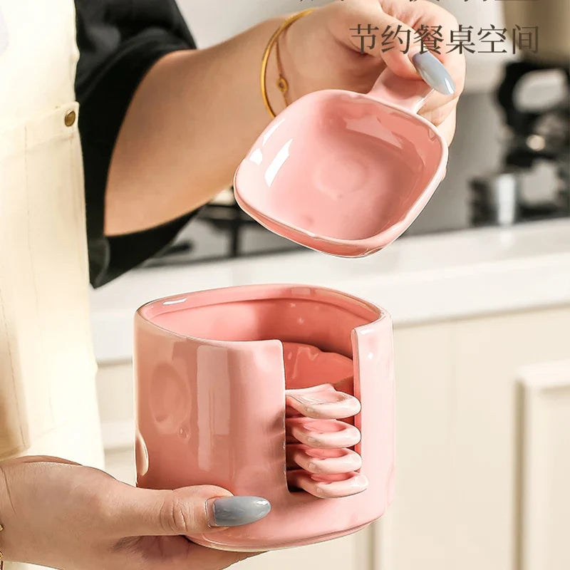 Dish Chinese New Household Solid Cream Wind Square Hot Pot Sauce Dishes 3.5 Inch High Aesthetic Plate