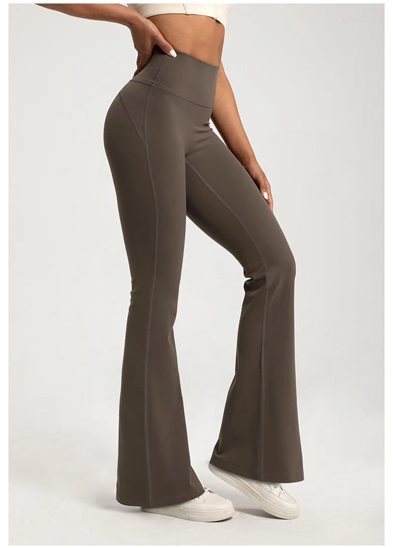 Naked High Waisted Waist Cinching Hip Lifting Fitness Exercise Elastic Bell Bottom Pants Women Casual Outdoor Running Yoga Pants