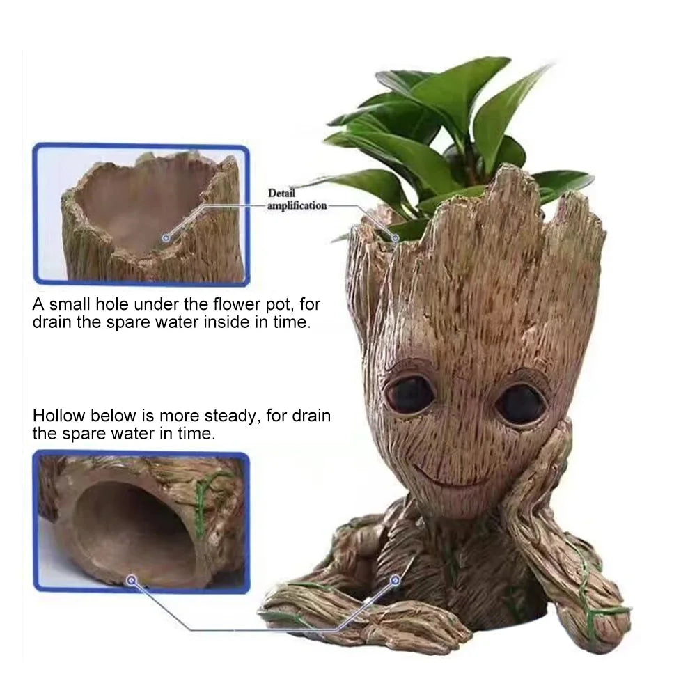 Home Decoration Crafts Flower Pot Miniature Model Office Desktop Display Cartoon Figurines Handicrafts Decor Tree Man Ornament
